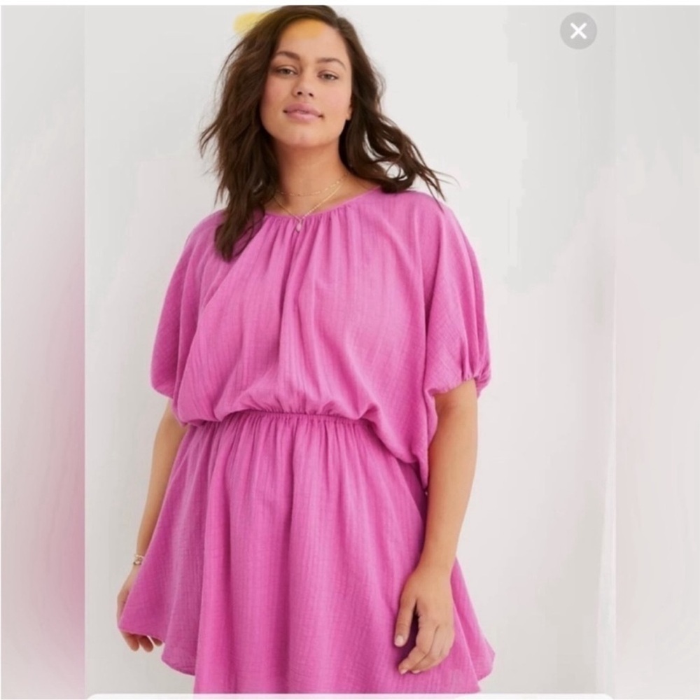 NWT Aerie Golden Hour Mini Dress in Pink Beach Cover Up Dress Resortwear Vacay